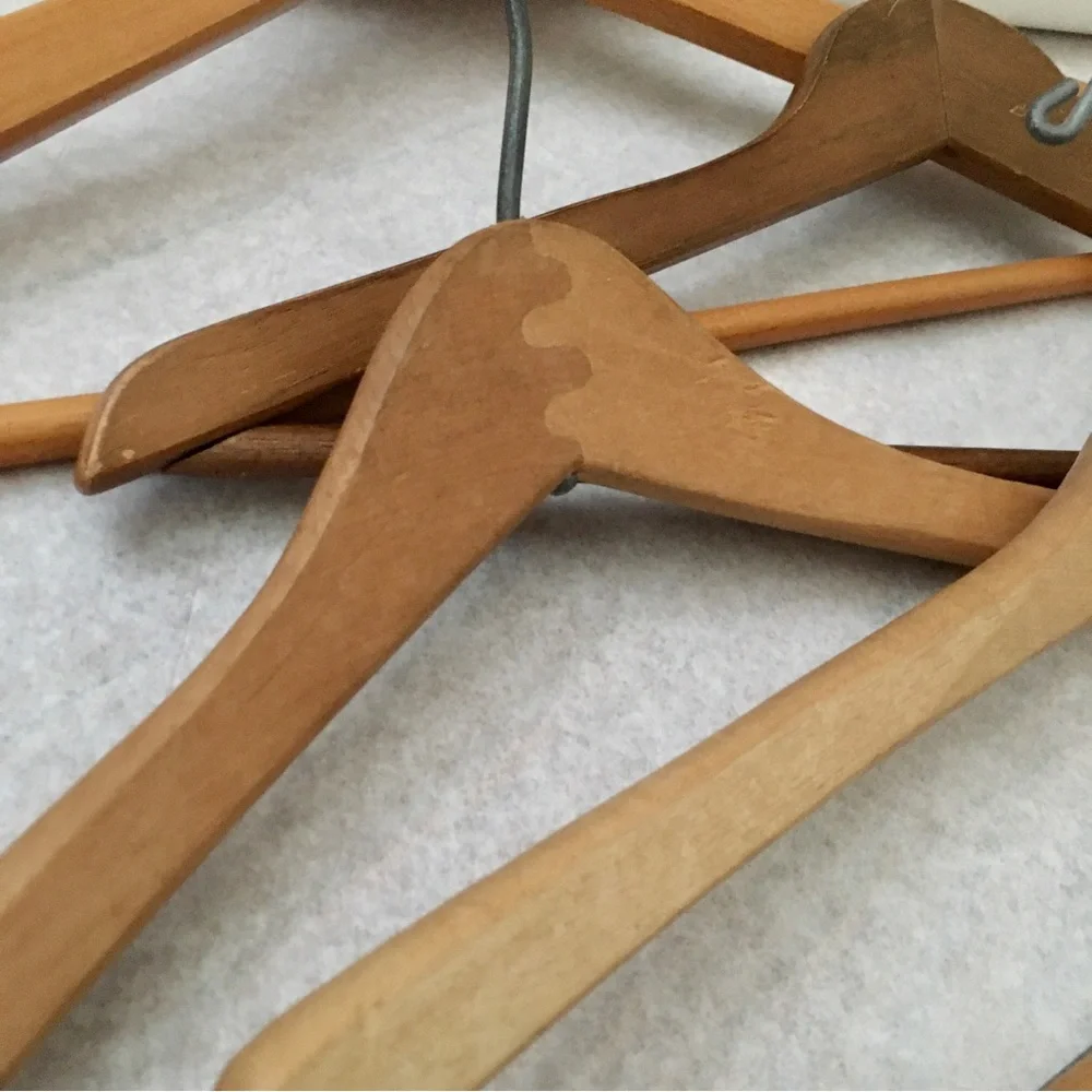 LP Vintage Bundle 4 Wooden Metal Suit Closet Hangers Natural | Heavy Duty